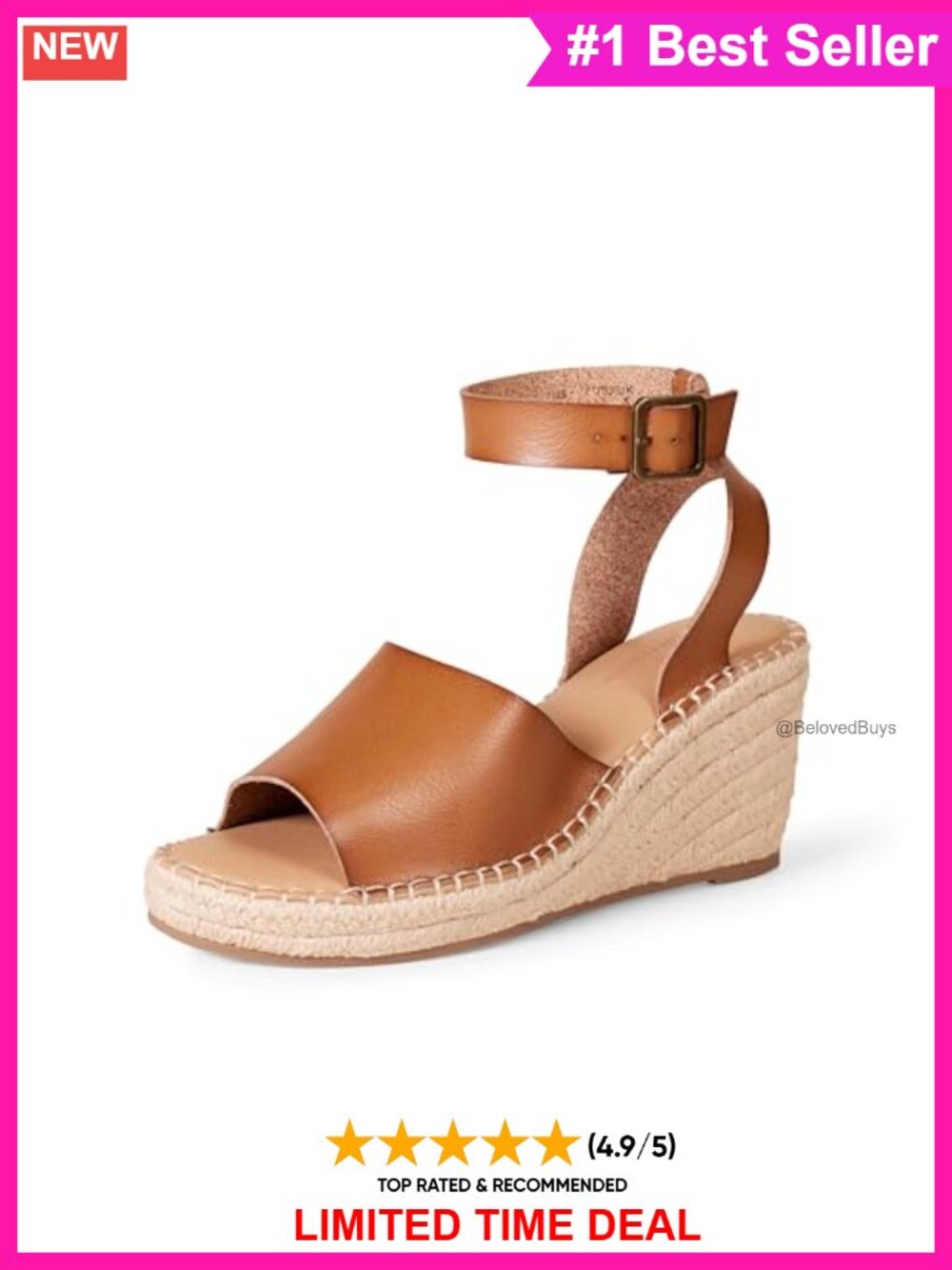 Wedge Espadrille Sandals Ankle Strap Memory Foam Faux Leather